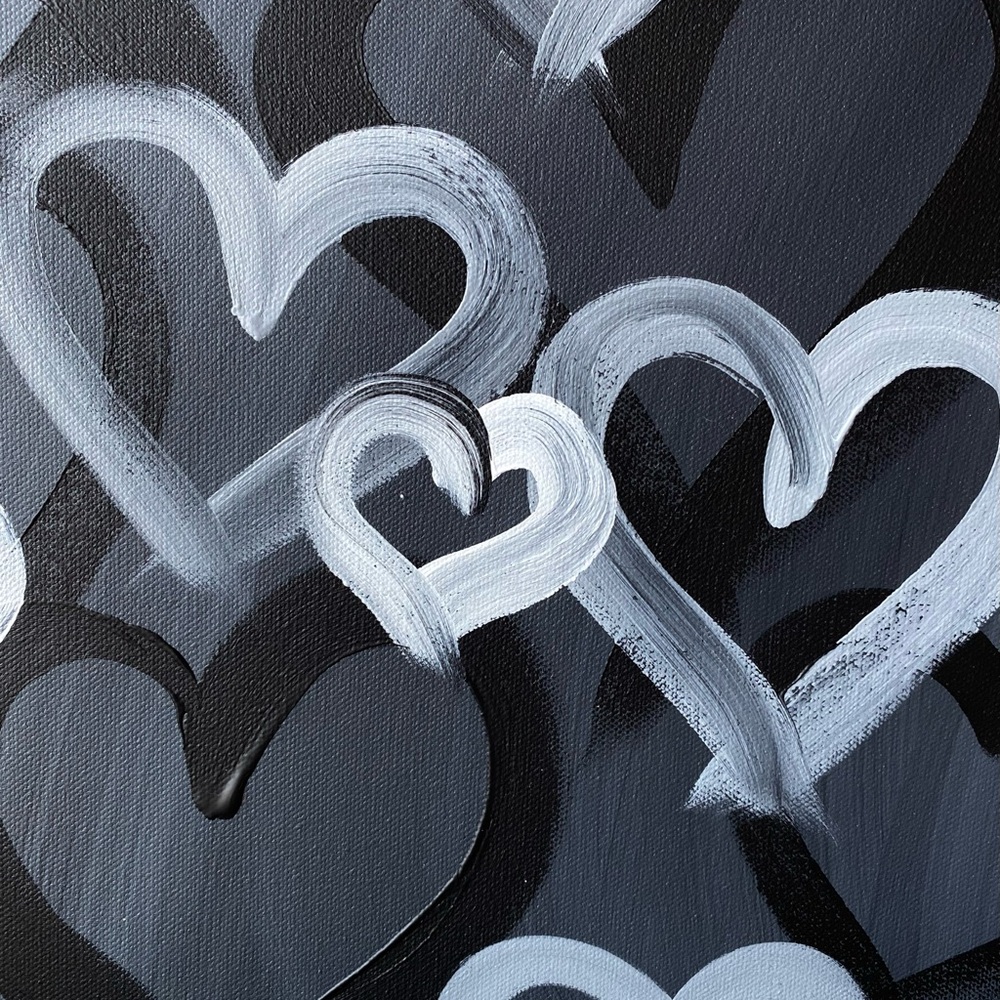 Large Original Canvas Gallery Abstract Painting 36”x24” Heart Ombré Art bedroom - Picture 11 of 13